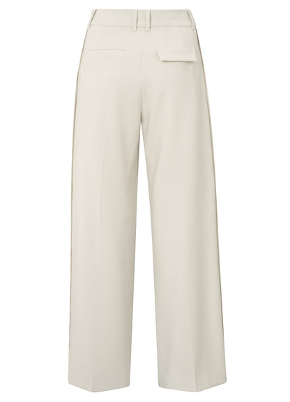 Woven Wide Leg Trousers With Contrast Tape At Sides : Soft Grey 99979
