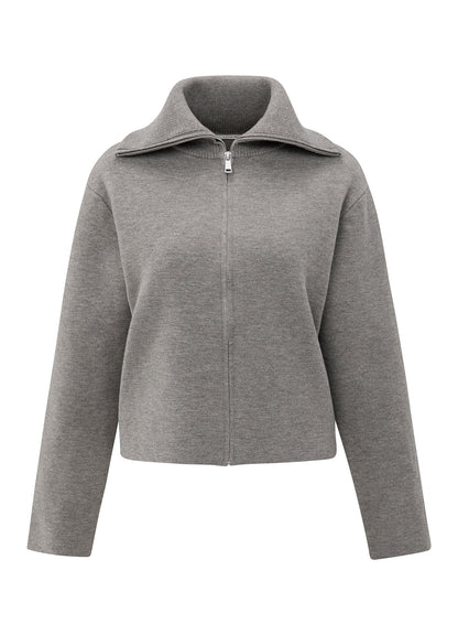 Cardigan With High Neckline : Taupe Grey 80307
