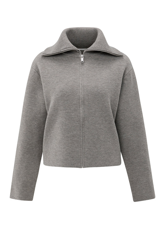 Cardigan With High Neckline : Taupe Grey 80307