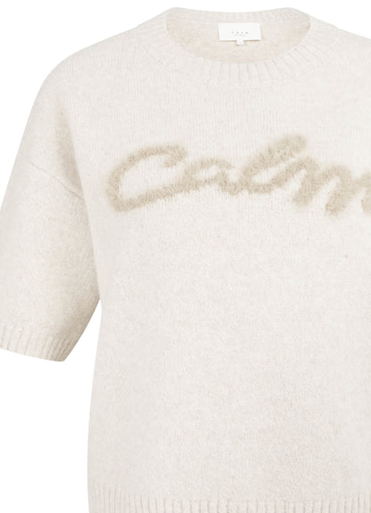 Short Sleeve Sweater With Artwork : Heather Grey Melange 990402