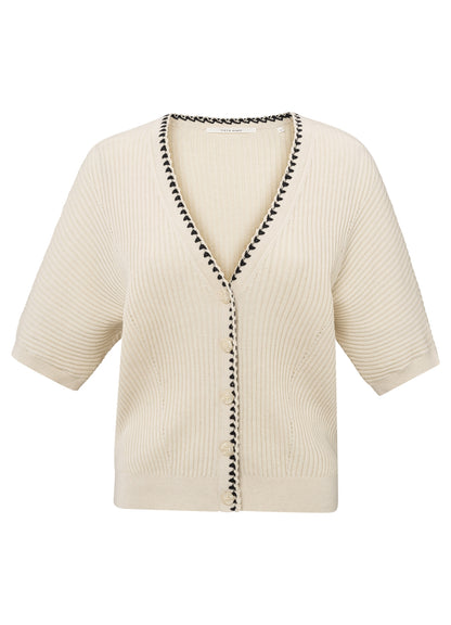 Rib Cardigan With Fun Detail At Placket : Summer Sand 20908