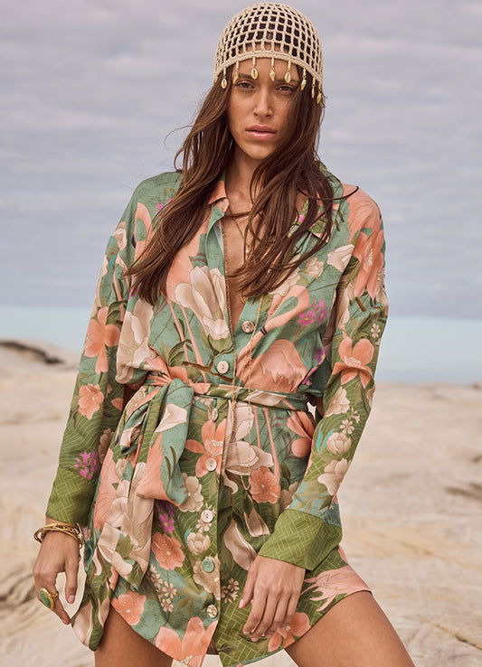 Floridian Shirt Dress : Sage