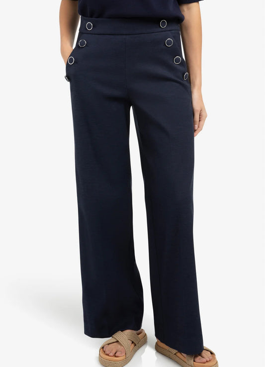 High Waist Wide Leg Trousers W : Navy Blazer Blue 93923