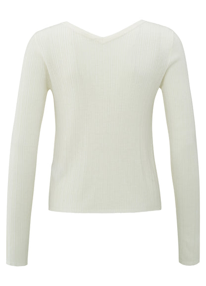 Fine Rib Knitted Cardigan : Wool White 99691