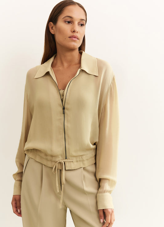 Blouse Jacket With Zipper : Soft Green 99980