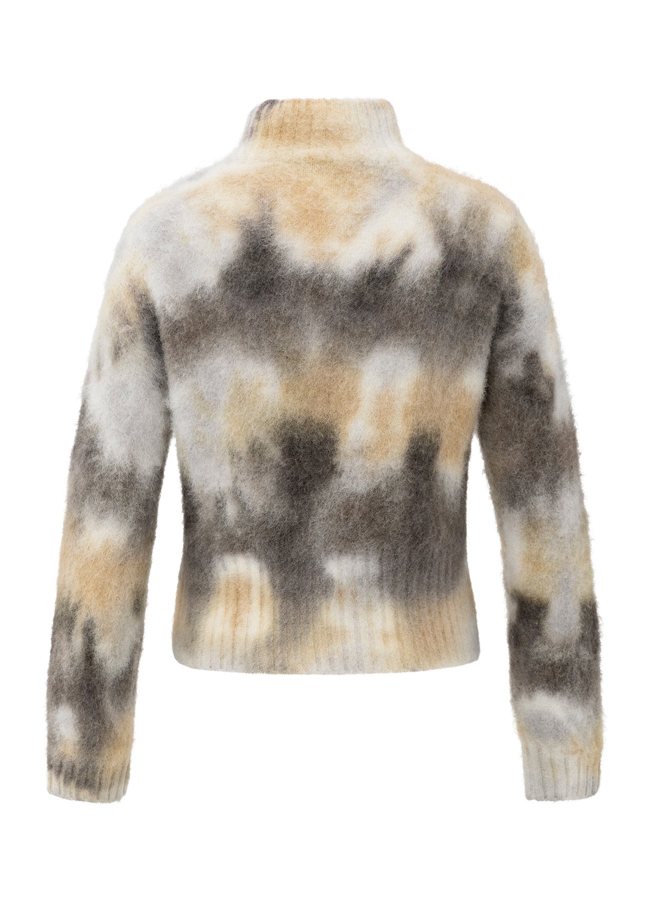 High Neckline Print Sweater Ls : Dark Taupe Grey Dessin 00001