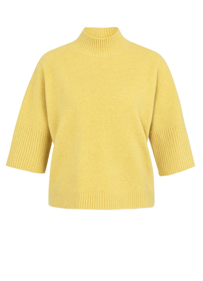 High Neckline Sweater With Rib Sleeves : Dried Moss Green Melange 406262