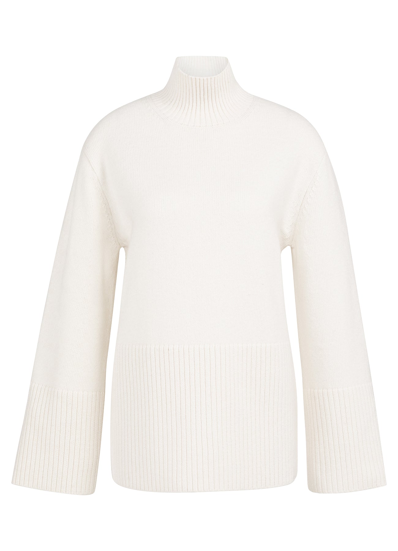 High Neckline Sweater Ls : Snowfall White 10002