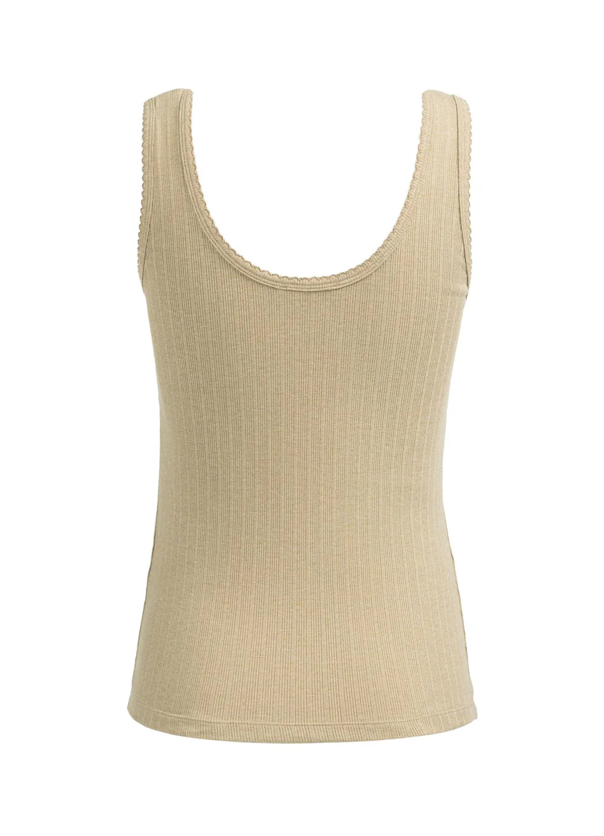 Rib Singlet With Fancy Edge : Khaki Green Melange 990452