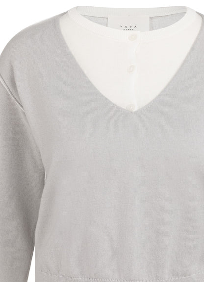 Fake Double Layer In Contrast : Vapor Blue Grey Dessin 442031