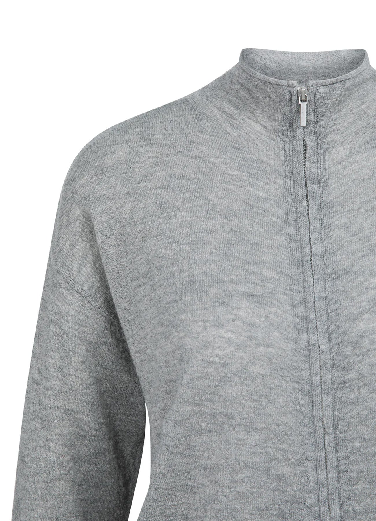 Textured Cardigan High Neck Wi : Iron Grey 99047