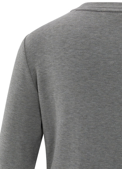 Long Sleeve Heavy Weight Jersey Top : Taupe Grey Melange