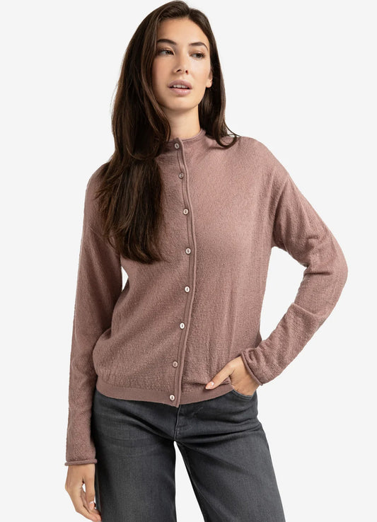 Textured Cardigan High Necklin : Blush Pink 99016
