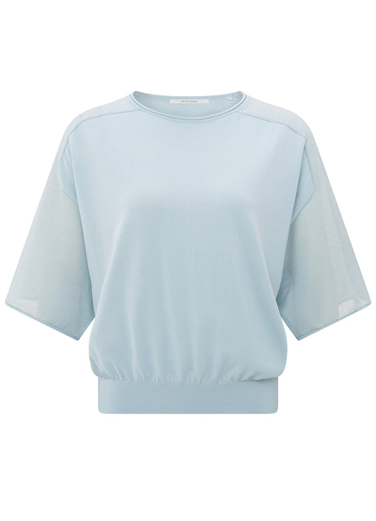 Boatneck Sweater With Transpar : Baby Blue 99992