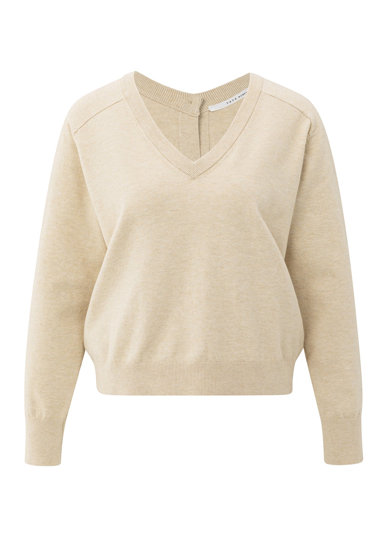 Double V-Neck Sweater With But : Blush Pink 99016