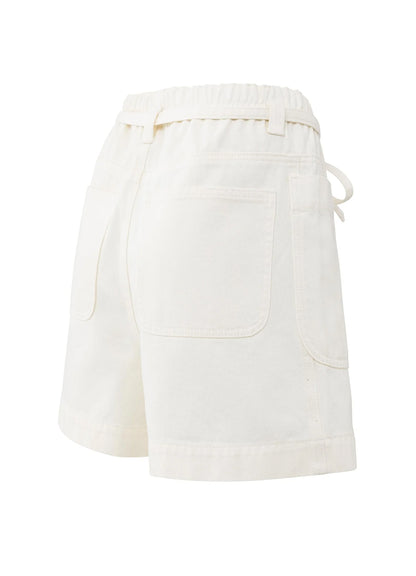 Garment Dye Woven High Waist Cargo Short : Off White 99983