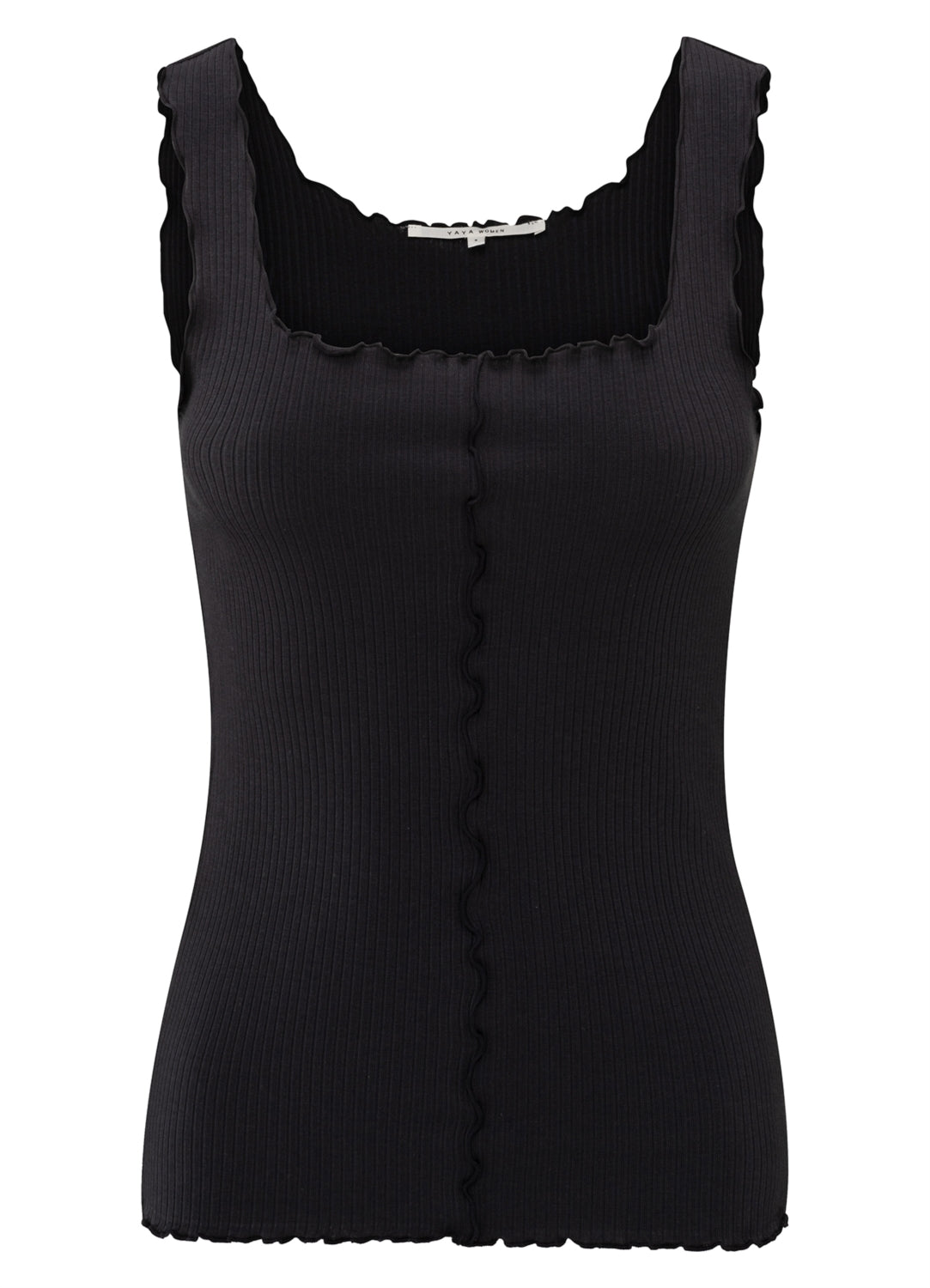 Singlet With Frilled Seams : Washed Black 99989