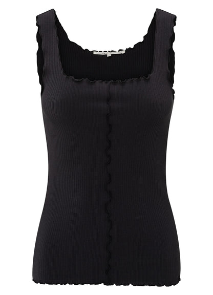 Singlet With Frilled Seams : Washed Black 99989