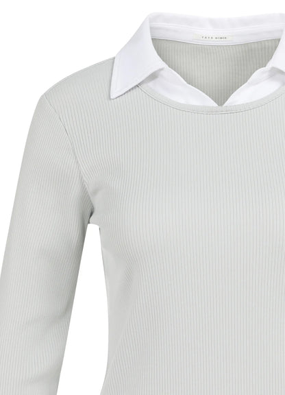 Faux Double Layer Top With Blo : Vapor Blue Grey 44203