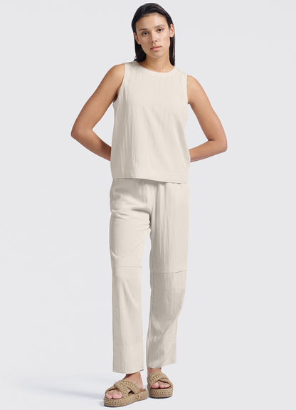 Woven Loose Fit Trousers With Seam Details : Rainy Day Beige 35304