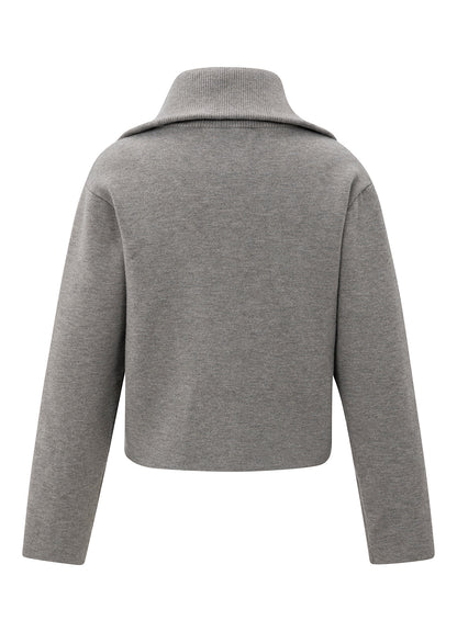 Cardigan With High Neckline : Taupe Grey 80307
