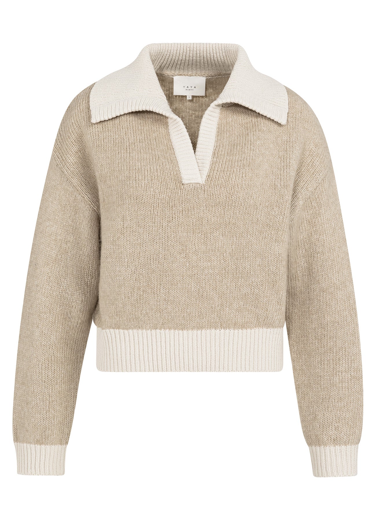 Sweater With Contrast Color Details : Oxford Tan Brown Dessin 513061
