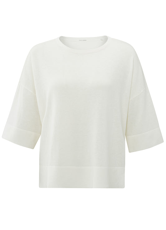 Oversized Fine Knitted T-Shirt : Wool White 99691