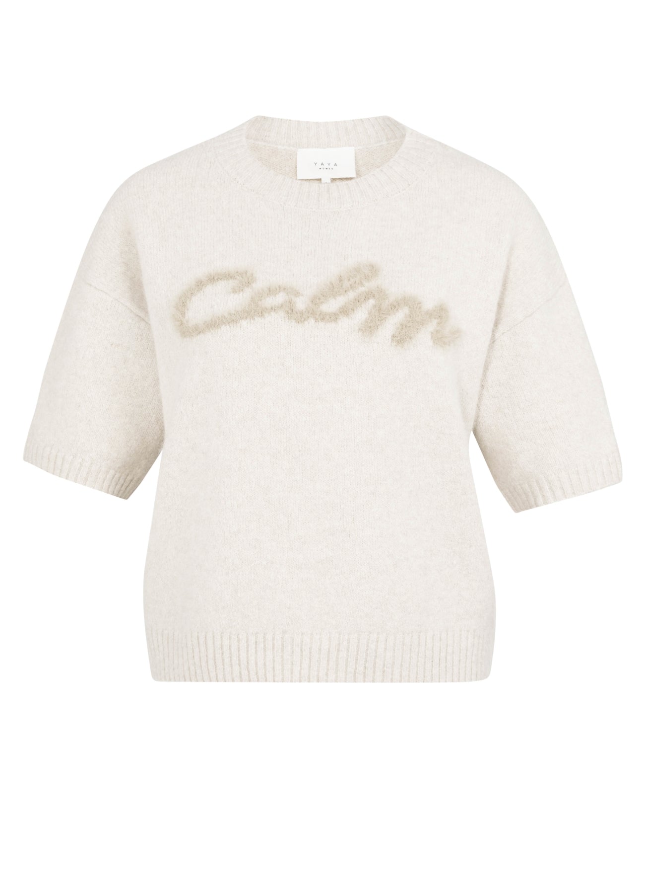 Short Sleeve Sweater With Artwork : Heather Grey Melange 990402