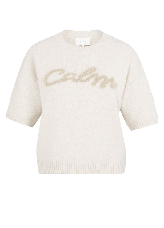 Short Sleeve Sweater With Artwork : Heather Grey Melange 990402