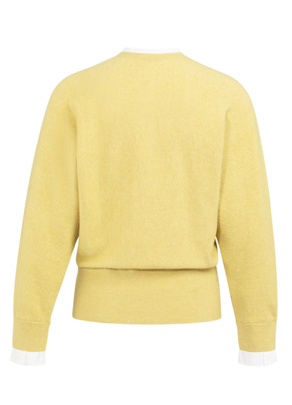 Batwing Sweater With Woven Details : Dried Moss Green Melange 406262