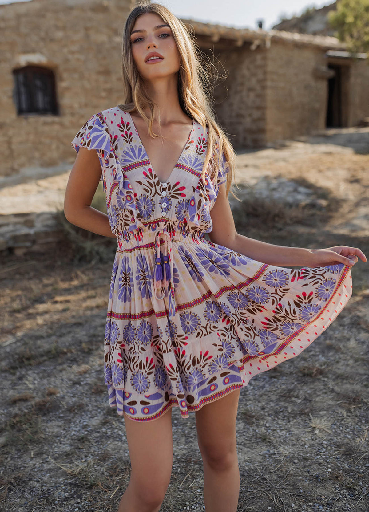 Short Ruffle Dress : Multicolor