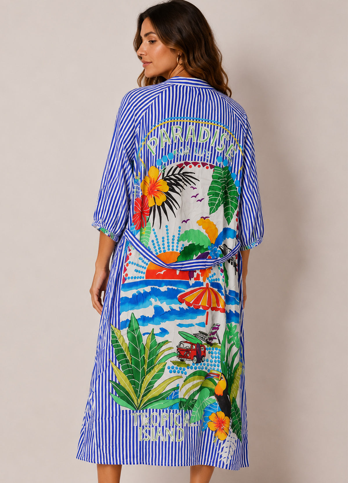Robe Coton Double Poches Cote Paradise : 1300 Multi Clair