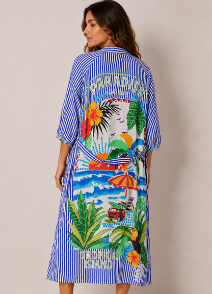 Robe Coton Double Poches Cote Paradise : 1300 Multi Clair