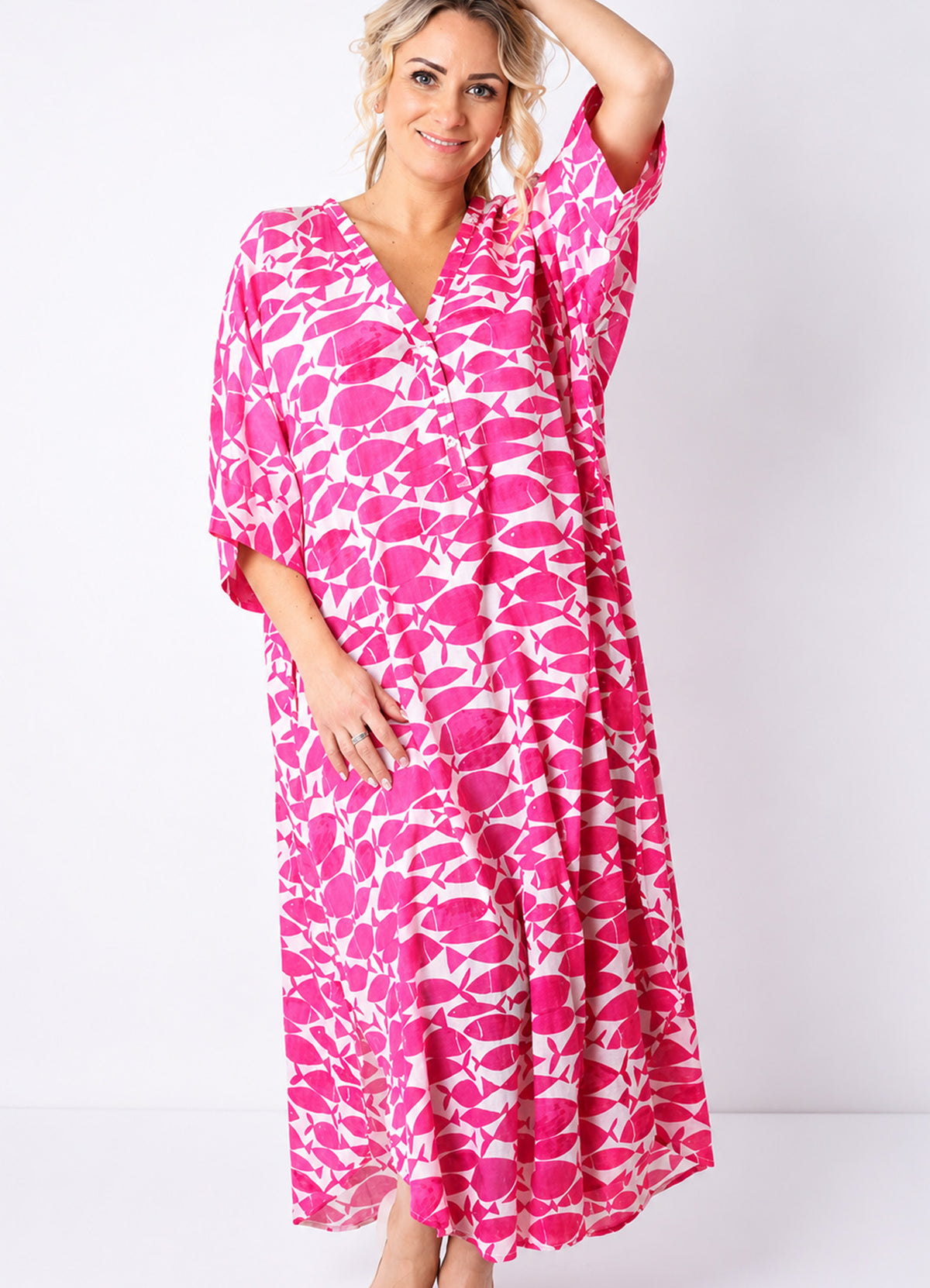 Tunique Longue Ample Avec Poches : 0453 Rose Fonce