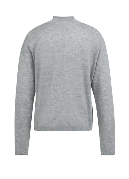 Textured Cardigan High Neck Wi : Iron Grey 99047