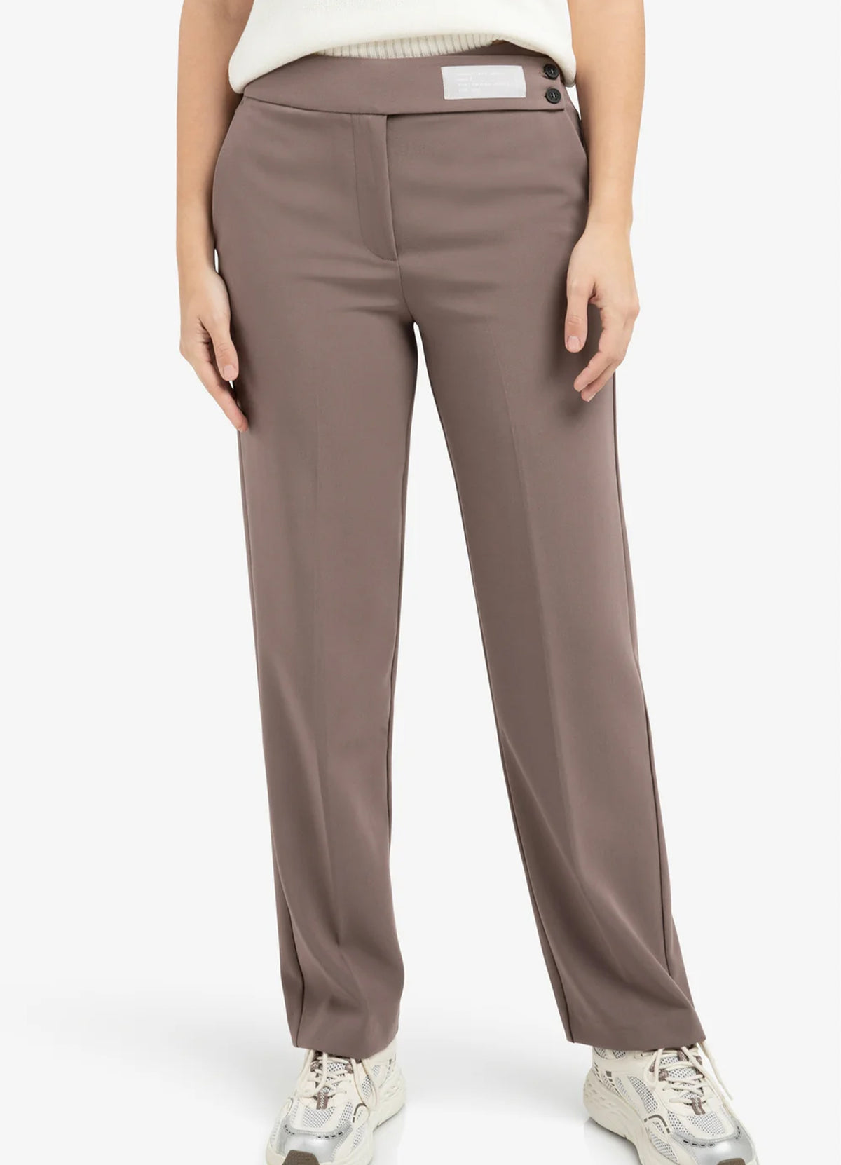 Woven Straigh Fit Pantalon Wit : Deep Taupe Brown 81312