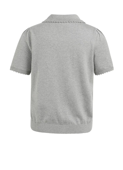 Short Sleeve Cardigan With Tex : Iron Grey Melange 990472