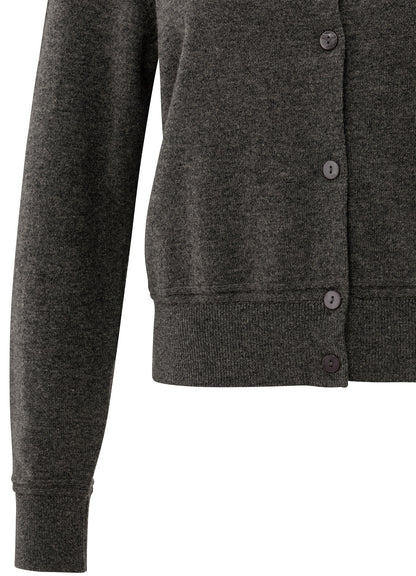 Cardigan With Long Sleeves : Dark Taupe Grey 80307