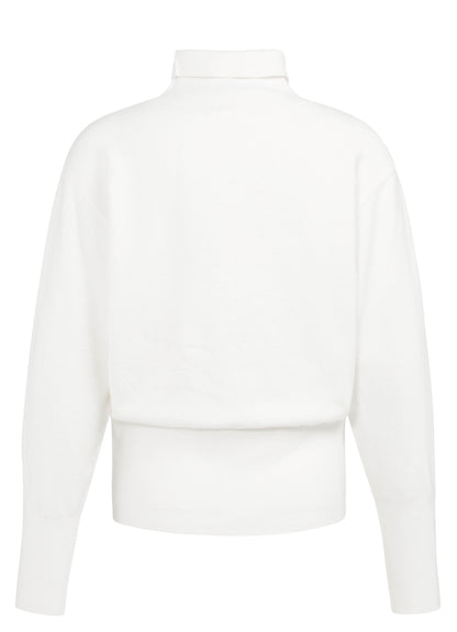 High Neckline Sweater With Buttons : Snowfall White 10002