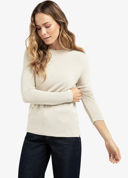 Long Sleeve Heavy Weight Jersey Top : Almond Milk Beige Melange