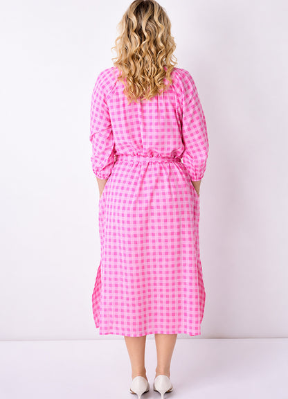 Robe Coton Double Poches Cote Brodee : 0400 Rose Clair