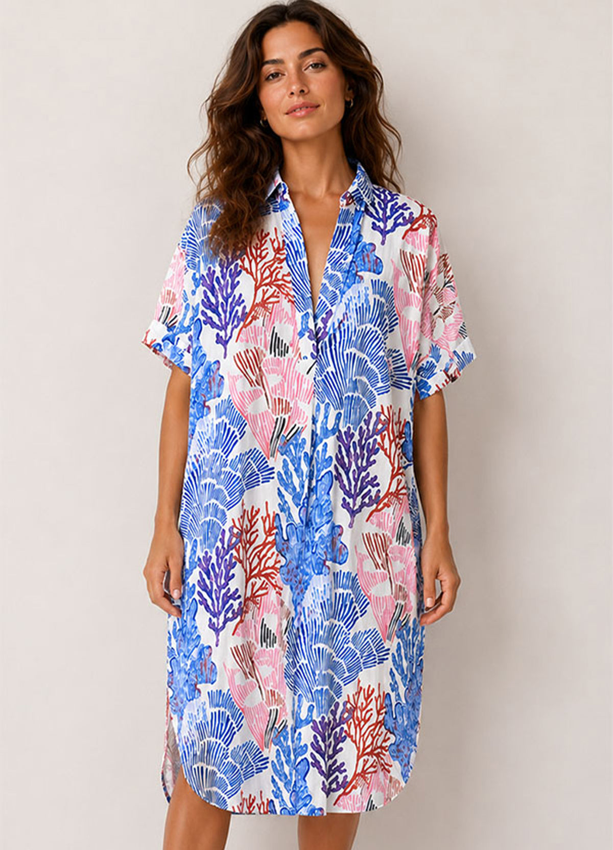 Robe Chemise Vita Longueur Genou : 0554 Bleu Fonce