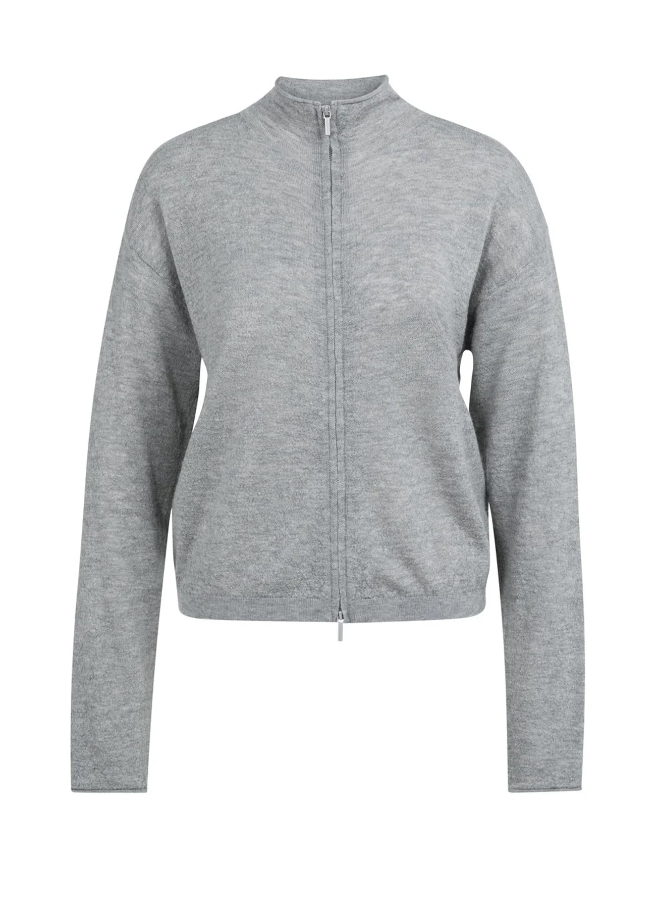 Textured Cardigan High Neck Wi : Iron Grey 99047