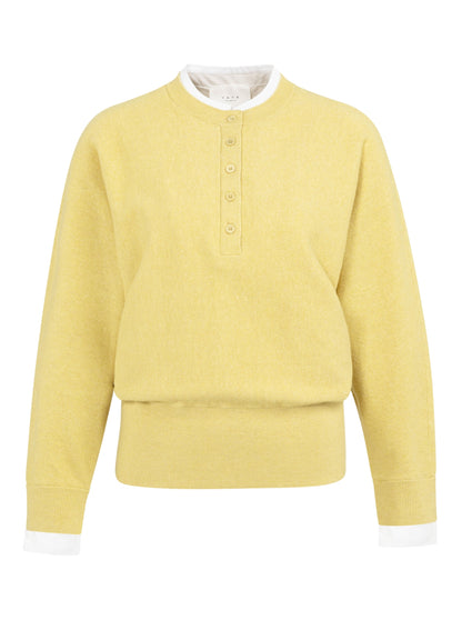 Batwing Sweater With Woven Details : Dried Moss Green Melange 406262