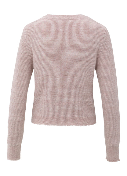 Cardigan In Melange Yarn : Shadow Gray Pink Melange 94051