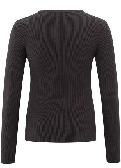 Rib Stitch Fitted Sweater With Buttons : Phantom Dessin 942051