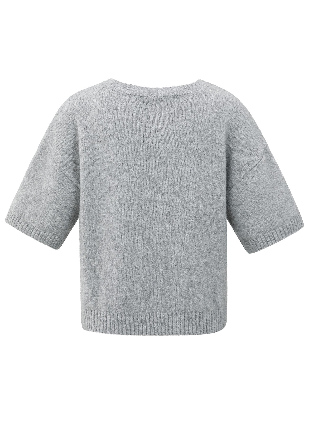 Short Sleeve Sweater With Artw : Light Grey 99001