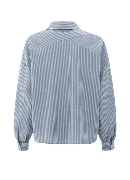 Striped Blouse With Pocket : Vintage Blue Dessin 990001