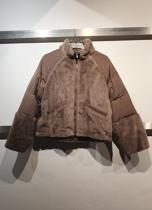 Faux Fur Jacket With Padded Ny : Brown 99017