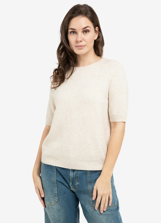 Raglan Short Sleeve Sweater : Kit Beige Melange 990442